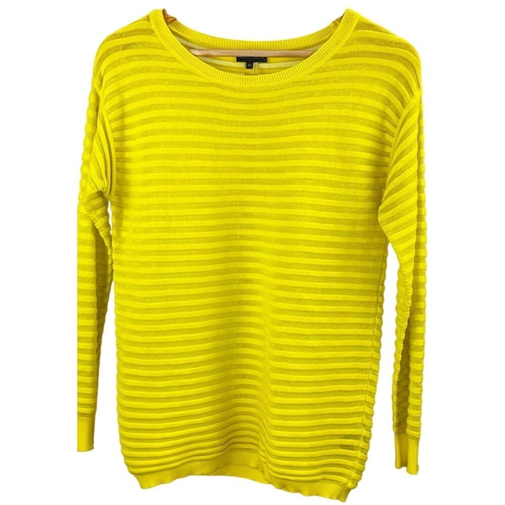 Yellow Sheer Striped Lightweight Sweater Vince Camuto Sheer Women's Size XS - Picture 4 of 11